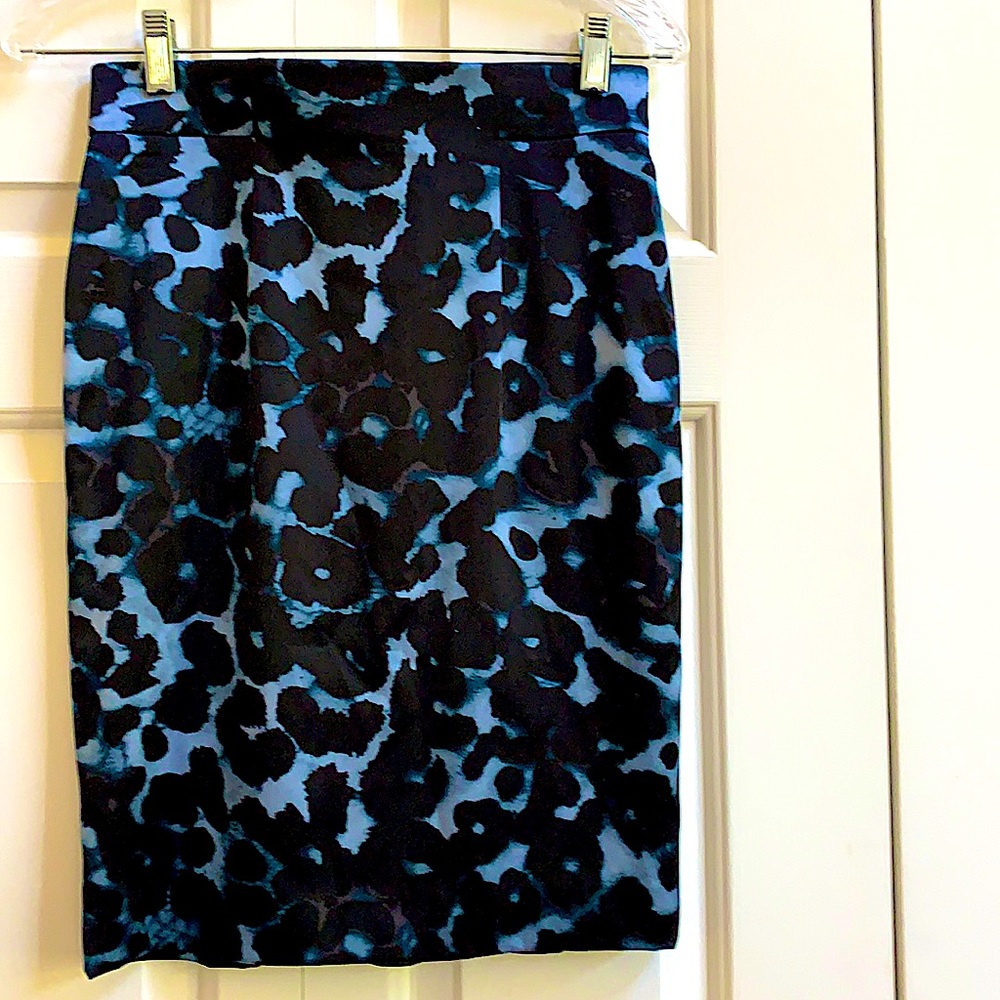 Ann Taylor silk multi-colored pencil skirt